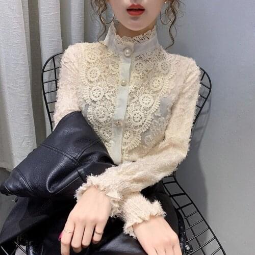 Lace Shirt Womens Spring Shirt Long Sleeve Shirt
