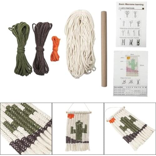 Macrame Wall Hanging Large Cactus Decor, Bohemian Yarn Tapestry, Home Wall Boho Decor