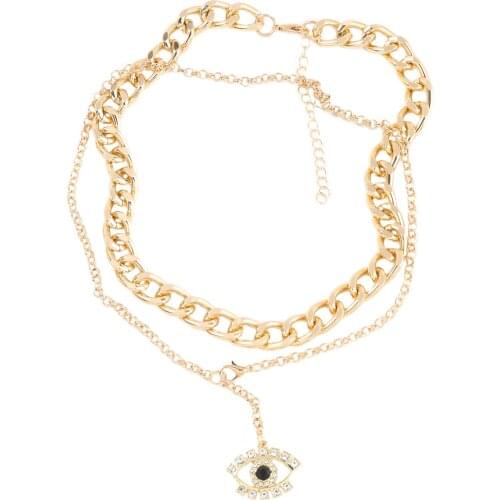 Fashion Simple Metal Double-layer Rope Chain Eye Necklace Womens Creative Fashion Sweater Chain Party Jewelry Necklace