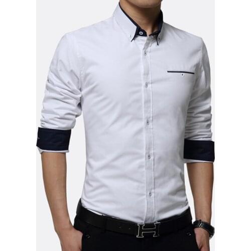2019 Mens Casual Shirt Slim Fit Mens Casual Button Down Shirt Long Sleeve Formal Dress Shirts Men Male Clothing