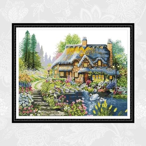 Villa in the forest Patterns Aida Cross Stitch kits Printed Canvas Embroidery DIY Handmade Crafts Accessories Needlework