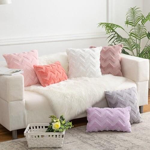 45x45cm Geometric Pattern Decorative Throw Pillow Covers Plush Faux Fur Cushion Covers Cases Soft Fuzzy Pillowcase For Couch Bed