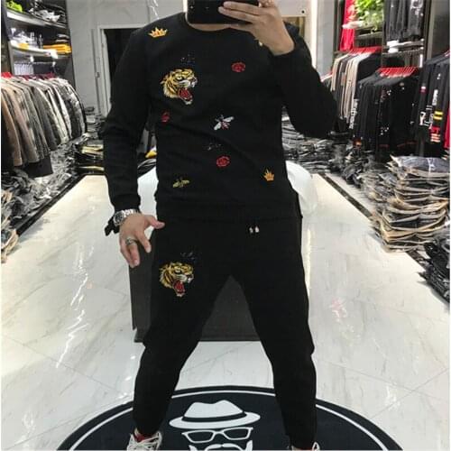 New fashion mens sportswear jogger winter pants suit embroidered brand sportswear hoodie suit sportswear