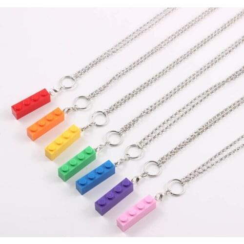 Friendship Couple Necklace Women Necklaces for Men Detachable Squore-shaped Building Block Pendant Love Choker Jewelry Wholesale