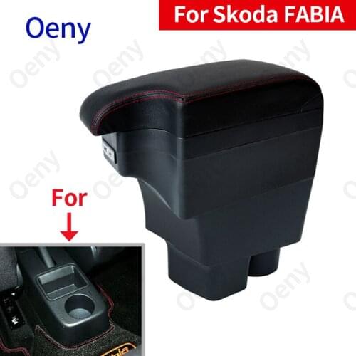 For Skoda FABIA Armrest 2008-2014 2013 2012 2011 Car Armrest box Retrofit parts Storage box car accessories Interior USB LED