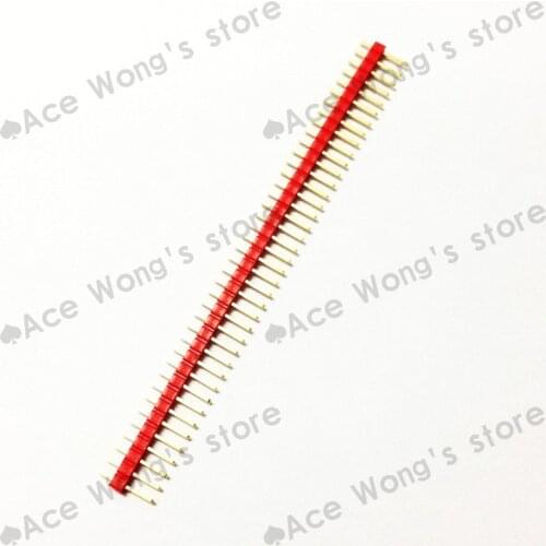 20PCS / Lot Gold plated Single Row 1x40 pin 2.54mm Male Header Red plastic ROHS Free shipping. Hot sales