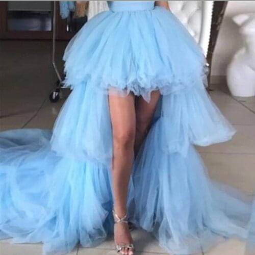 Puffy Asymmetrical Skirt Custom Made Skirt Fashion Women Skirts Hi Low Ruffles Style Saia