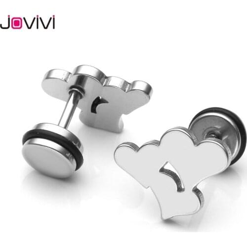 Jovivi 16G Stainless Steel Heart Ear Studs Earrings Stud Helix Cartilage Bar Piercing Tragus Barbell Earring Piercing Jewelry
