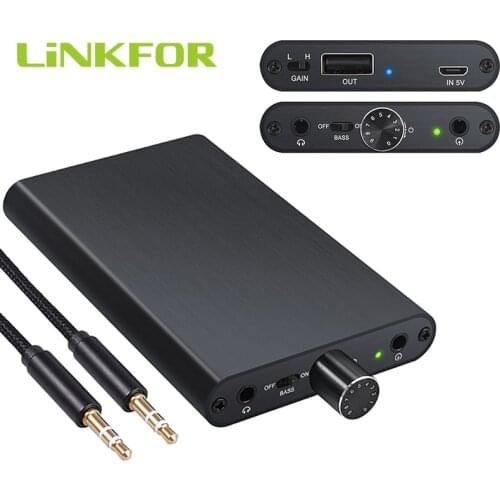 LiNKFOR Hifi Headphone Amplifier 16-300Ω With Buit-in Power Bank 3000mAh battery Earphone Amplifier With Bass Effect For Phone