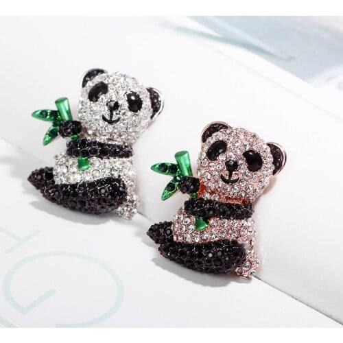 Bad Guy Rhinestone Brooches Pin for Womens Cute Panda Jewelry Clothes Scarf Buckle Garment Accessories Alloy Pins Gift