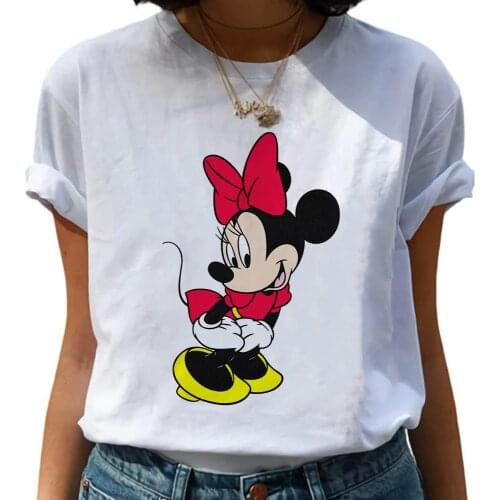 Summer Women T Shirt 3XL Plus Size Minnie Mouse Print Short Sleeve Graphic Tee Tops Casual O-Neck Female Oversized TShirt
