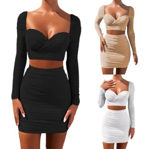 2021 Harajuku Party Club Woman Slim T-shirts Women Street Pure Pleated Casual Wear New Elegant Office Lady Chiffon Crop Y2k Tops