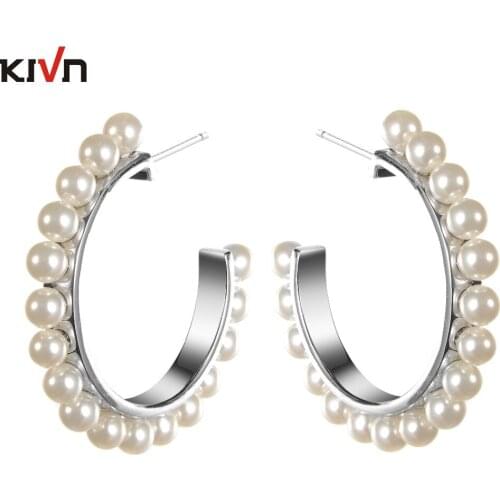 Womens Fashion Jewelry Wedding Bridal Simulated Pearl Hoop Earrings for Girls Christmas Mothers Birthday Gift 6pcs Lot Wholesale