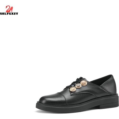 SKLFGXZY European American Style Ms. Leisure Shoes Women Genuine Leather Cowhide Women Shoes Wedding Party Shoes