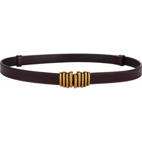 Ladies Cow Leather non-porous Belt Fashion Hundred Matching Suit Dress Belt Decoration Waist Buckle Ladies thin Belt