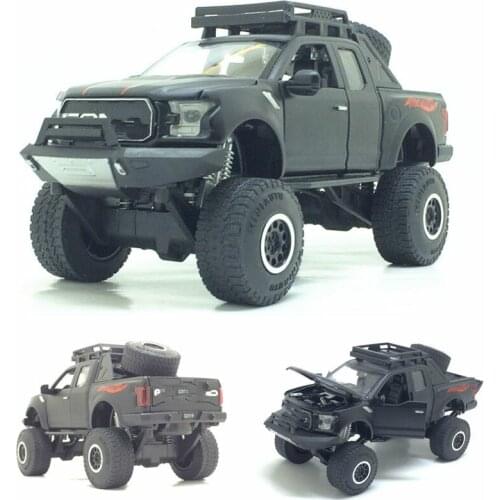 1:32 Raptor F150 Pickup Truck Metal Toy Cars Model With Music Flashing Sound For Boys Birthday Gifts Enlightenment Education