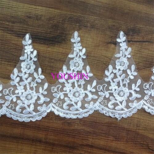 1Meter High Quality White Lace DIY Accessories Guipure Cording Dress Lace Trim for Wedding Dress 18cm LW0036