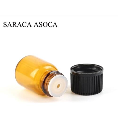 Wholesale 1ML/2ML Portable Amber Glass Essential Oil Bottles Transparent Travel Refillable Bottle Glass Cosmetic 100Pcs