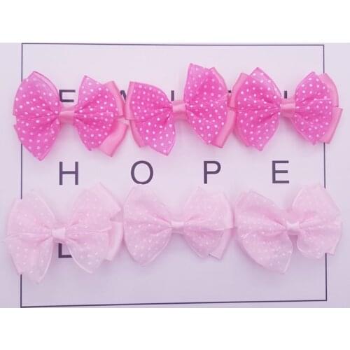 16pcs/lot 5*4.5cm Polka Dot Bowknot Appliques for Children Headwear Hair clip Accessories and Garment Accessories