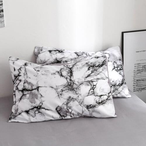 Cilected White/Black Marble Pattern Sanding Pillowcase Banana Leaf Printing Single Cover 50*70Cm Bedding Pillow Case 2Pc