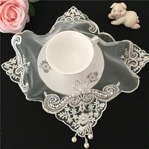 2021 Modern beads embroidery Placemat Table place Mat cloth tea Doily Cup dish coffee Coaster mug Christmas dining Pad kitchen