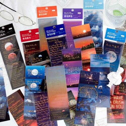4 Sheets/pack Silent Dream Series Decorative gold Stickers Scrapbooking diy Scenery dusk Stick Label Diary Stationery Album