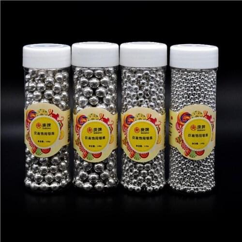 4mm 6mm 8mm 10mm Silver Sugar Beads Cakes Decorations - Edible 130 g