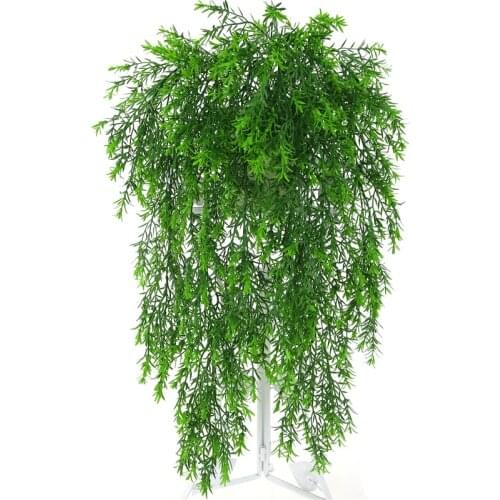 5 Fork Artificial Plastic Rattan Leaves Wall Hanging Green Simulation Plant Classic Home Wedding Decor 85CM