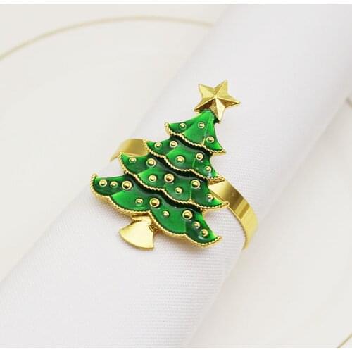6Pcs Creative Christmas Tree Napkin Ring Holder Buckle Retro Elegant Desk Festival Decoration