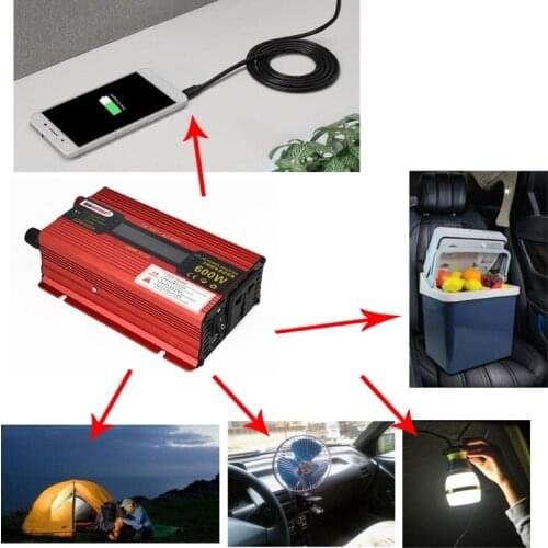 600 Car Inverter DC 12V/24V to AC 110V/220V Voltage Converter with LCD Display 87HE
