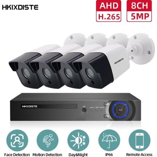 8CH Face Detection AHD Camera Video Security System 5MP CCTV Kit Outdoor Waterproof Surveillance Camera System Set XMEYE H.265