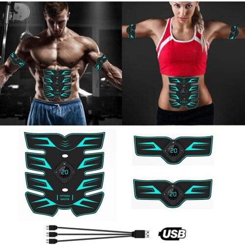 ABS Trainer Wireless Abdominal Muscle Stimulator EMS Smart Fitness Training Electric Massager Body Slimming Belt USB Recharge