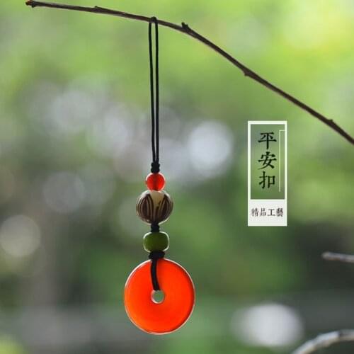 Agate ping buckle mobile phone pendant men and women transfer pendant lovers Chinese ancient style key chain bag pendant