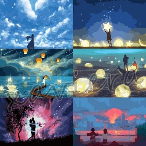 Xaviera 5D Diy Diamond Painting Starry Sky Moon Stars Landscape Full Round Drill Mosaic Embroidery Cross Stitch Romantic Gift