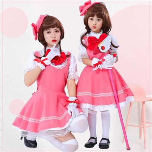 Anime Cardcaptor Sakura /card Captor Cosplay Costume Kinomoto Sakura Cosplay Costume Halloween Pink Dress Set Dress With Hat