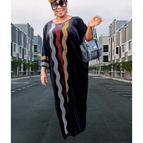 Velvet African Dresses For Women 2020 Autumn Africa Clothing Muslim Long Maxi Dress High Quality Fashion African Dress For Lady