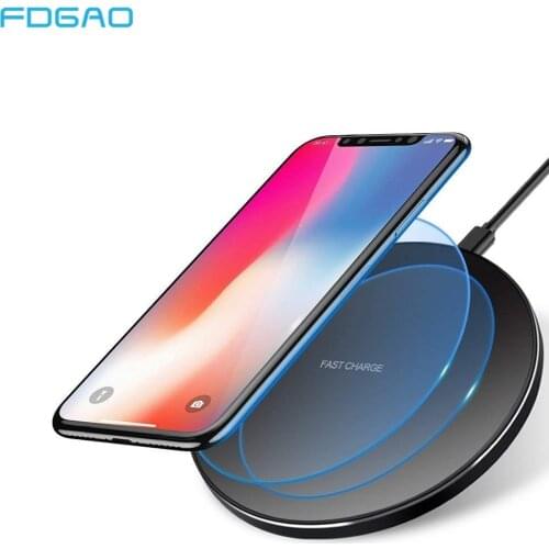 FDGAO 10W Quick Qi Wireless Charger for Samsung S9 S10 Note 9 Fast Wireless Charging Pad For iPhone XR XS Max X 8 Xiaomi Huawei