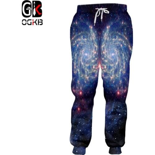 OGKB Unisex Elastic Drawstring Sweat Pants Autumn Spring Men/women 3d Print Starry Night Sweatpants Fitness Casual Full Pants