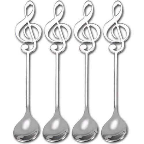 Stainless Steel Teaspoon, Coffee Spoon, Ice Teaspoon Set, Ice Cream Spoon, Dessert Spoon Set, Milk Shake Spoon (4 PCS)-ABUX