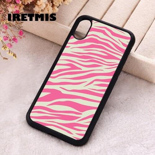Iretmis 5 5S SE 2020 Phone Cover Cases for iPhone 6 6S 7 8 Plus X Xs Max XR 11 12 MINI Pro Rubber Silicone Pink Zebra
