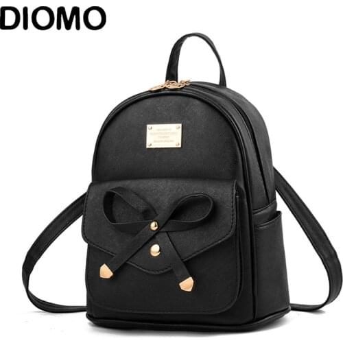 DIOMO Womens Mini Backpack Luxury PU Leather Kawaii Backpack Cute Graceful Bagpack Small School Bags for Girls Bow-knot