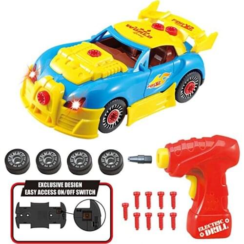 Electric Drill Screws Diy Assembly Racing Car Toys Kit Model Nut Disassembly Match Puzzle Educational Blocks Sets Kids Toy