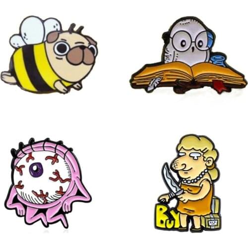 Bee Lapel Pins Cute Enamel Badges Women Anime Brooches On Backpack Cartoons Decorative Badges Hijab Pins Brooches For Clothes