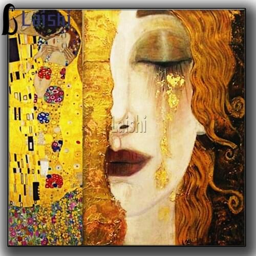5D Diy Diamond Painting full drill Golden Tears and Kiss Gustav Klimt Cross Stitch Mosaic Picture Diamond Embroidery Sales Kits