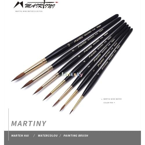 Maritini K90 Sable Kolinsky Watercolor Brushes - Round Pointed Tip Artist Detail Paint Brushes for Watercolor Acrylics Inks