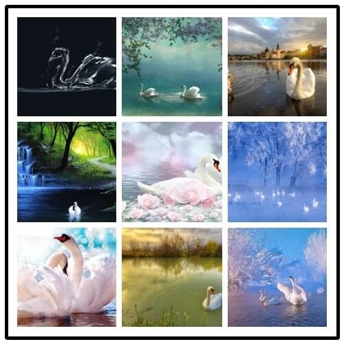 LIPHISFUN Full Drill Diamond Painting Handmade Cross Stitch Embroidery Square/round DIY Swan Cute Animal