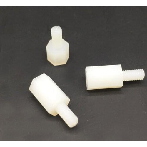 M3x12+6 Spacer Screws Hex Standoff Nuts Male to Female Plastic Nylon Accessories Off-White Pack 100
