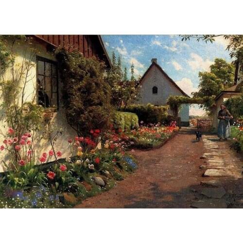 Small yard with flowers Cross Stitch Kits Oil Painting Needlework Embroidery Crafts 14ct Unprinted DIY Arts Handmade Home Decor