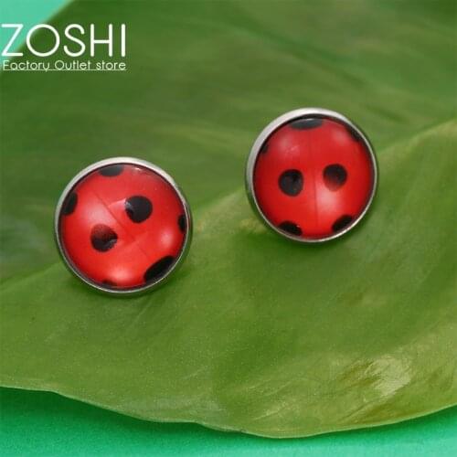 New Arrival Ladybug Stud Earrings for Women Cosplay Funky Quirky Polka Dot Handmade Ear Jewelry Anime Girls Party Birthday Gifts