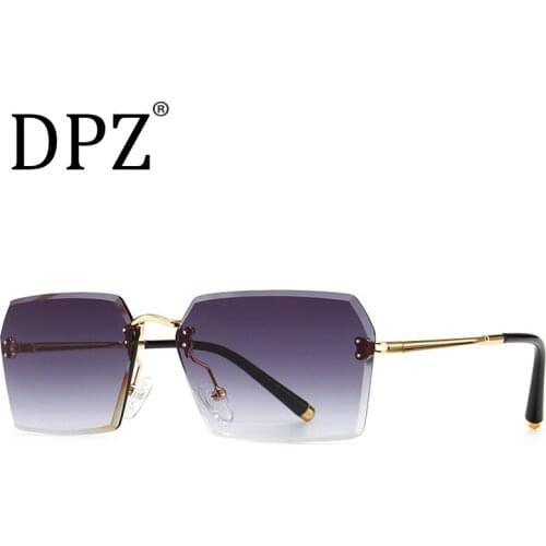 New modern retro mens square frame narrow sunglasses women fashion frameless metal UV400 sunglasses Oculos De Sol